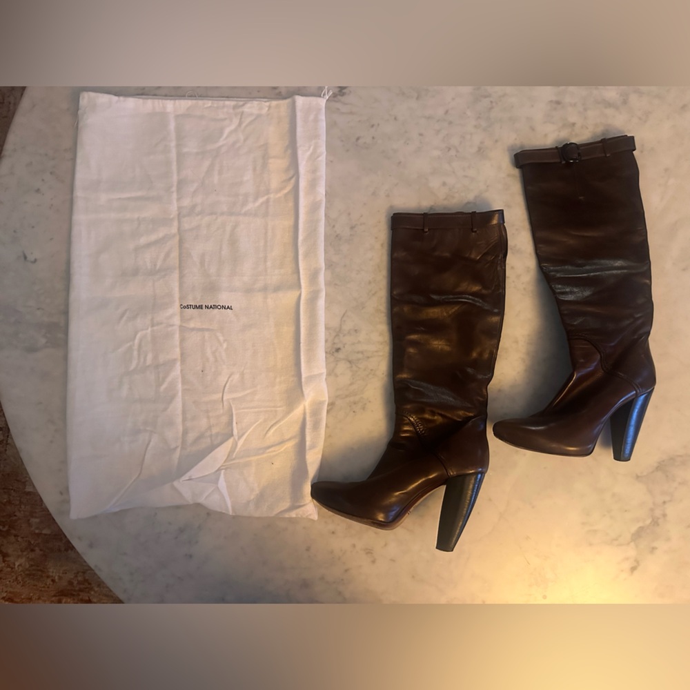 Brown Leather Knee-High Boots
